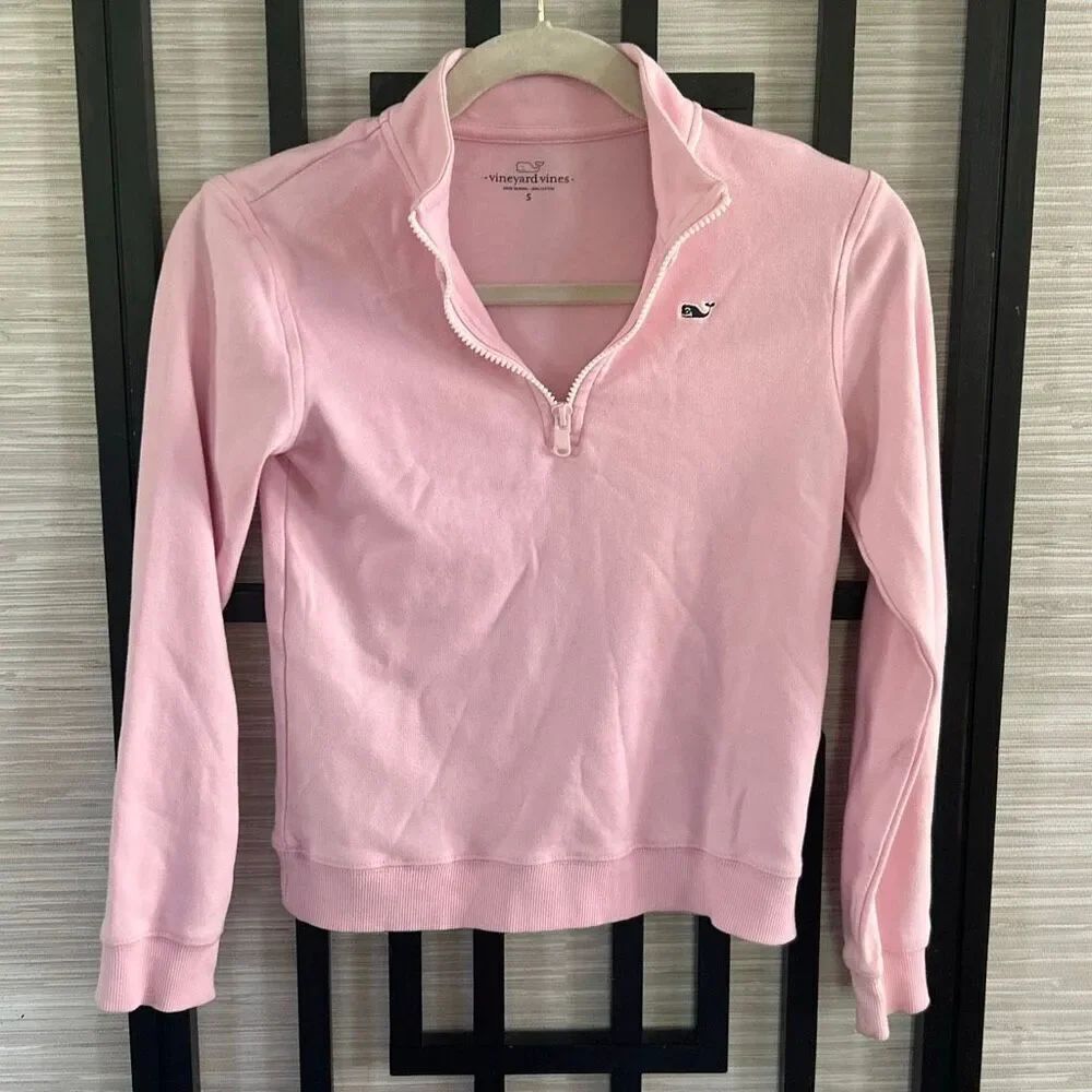 Vineyard Vines girls kids pink half zip sweatshirt top long sleeve s